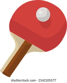 Wooden red ping pong racket, illustration, vector on a white background.
