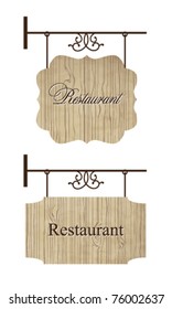 Wooden restaurant door signs