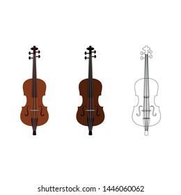 Wooden retro classic vector violin isolated white background