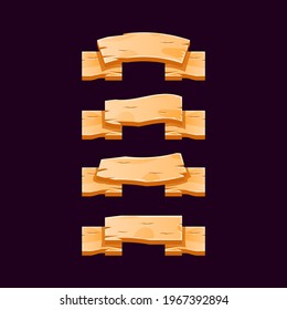 wooden ribbon banner design perfect for game ui asset elements