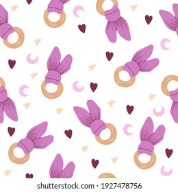 Wooden Ring Crinkle Teether seamless pattern in cartoon style