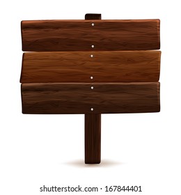 wooden road signs on a white background