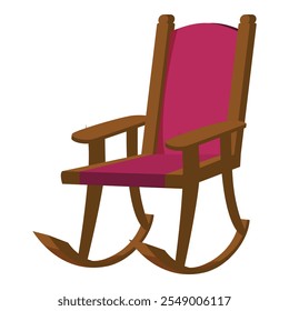 Wooden rocking chair with red upholstery representing relaxation, comfort, and traditional furniture design