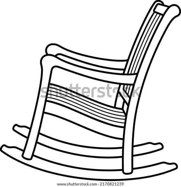 Wooden Rocking Chair Vector Outline Illustration Stock Vector (Royalty ...