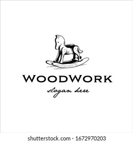 Wooden rocking horses in a classic style design with detailed sketches