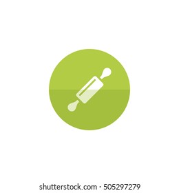 Wooden roller icon in flat color circle style. Baking bakery