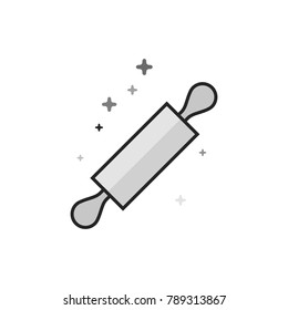 Wooden roller icon in flat outlined grayscale style. Vector illustration.