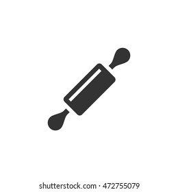 Wooden roller icon in single color. Baking food cake bakery gourmet