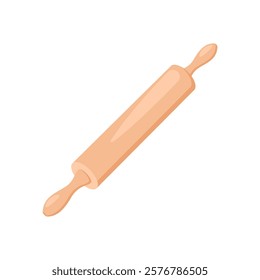 Wooden Roller Pin, Kitchen Vector Illustration Isolated