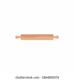 Wooden roller. A rolling pin for pastry dough, icon isolated on white background. Wooden appliance for kitchen and cooking. Vector illustration in cartoon flat style