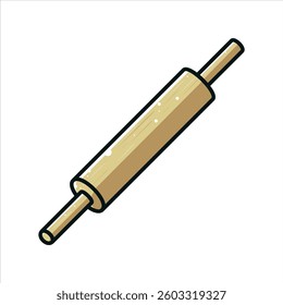 Wooden Rolling Pin for Baking and Dough High Quality and Editable Vector Illustration For Kitchen Set Tool Design Theme
