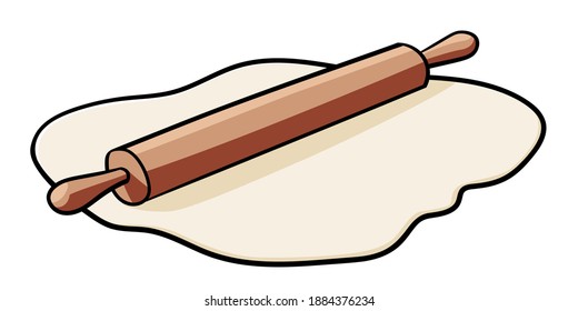Wooden Rolling Pin and Dough