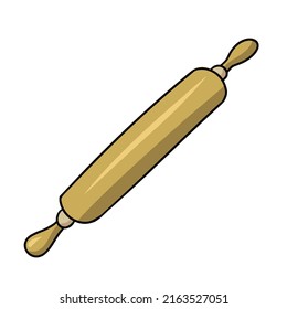 Wooden rolling pin for dough, vector illustration in cartoon style on a white background