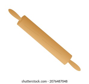 Wooden rolling pin isolated on white. Design template for graphics. Vector illustration.