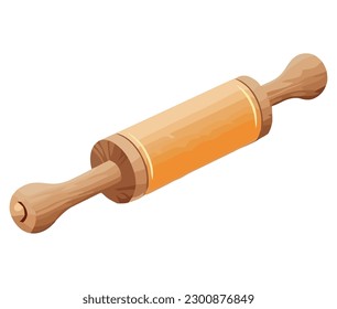 wooden rolling pin isolated over white