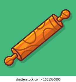 ilustración vectorial aislada del pasador de rodadura de madera en estilo plano 