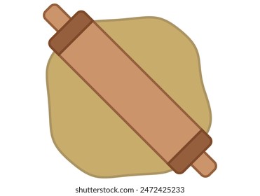 Wooden rolling pin kneading a dough