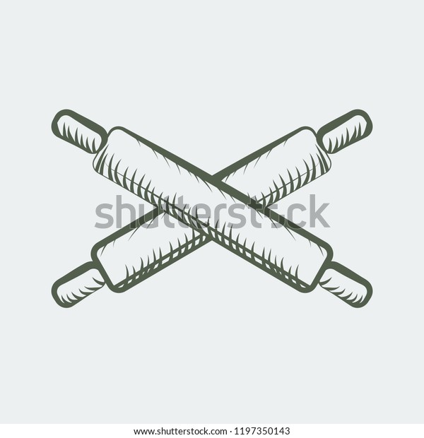 Wooden Rolling Pin Line Art Sketch Stock Vector (Royalty Free) 1197350143