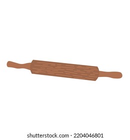 Wooden rolling pin on white background