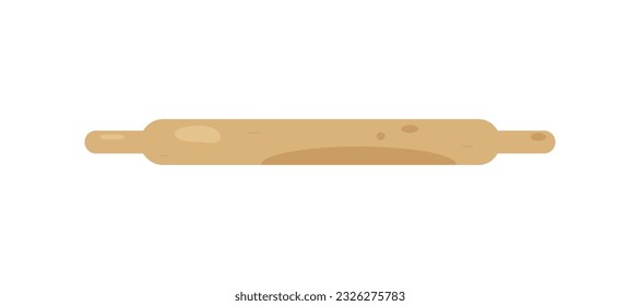 Wooden rolling pin for rolling out dough. Vector illustration on the theme of confectionery and bakery equipment. Vector eps 10 on a white background.