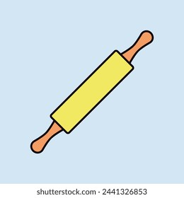 Wooden rolling pin plunger vector color icon. Kitchen appliance. Graph symbol for cooking web site design, logo, app, UI