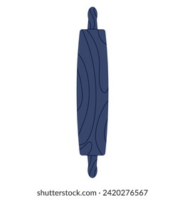 Wooden rolling pin. Roller, dough kneading. Kitchen tool. Vector illustration in cartoon style. Isolated on white background