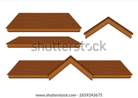 Wooden Roof Structure Set Vector Illustration