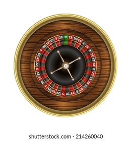 Wooden roulette wheel. Vector illustration.