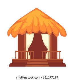 Wooden round alcove isolated on white vector illustration