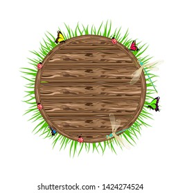 Wooden round board lilies and insects