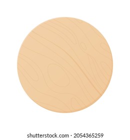 Wooden round cutting board with. Isolated illustration on a white background.