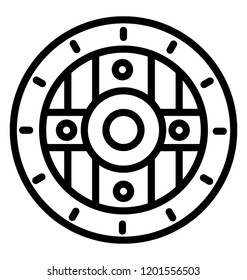 Wooden round medieval shield for war 