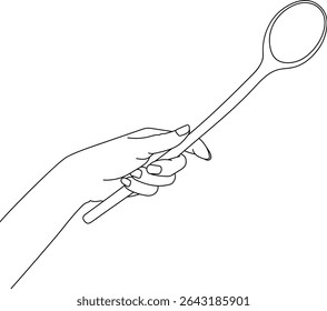 Espátula redonda de madeira na ilustração do vetor da arte da linha de mão