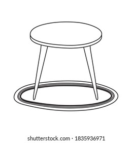 wooden round table with carpet isolated design white background vector illustration