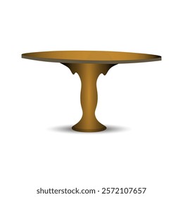 A wooden round table designed in a minimalist style isolated on white background. Interior design, furniture and decor. Flat vector illustration. Not AI generated