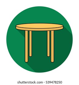Wooden round table icon in flat style isolated on white background. Furniture and home interior symbol stock vector illustration.