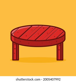 mesa redonda de madera interior cartografía aislada ilustración vectorial en estilo plano