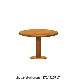 Wooden Round Table With Legs Vector Illustration