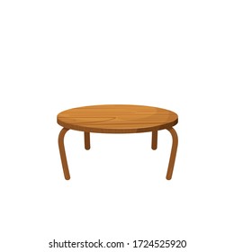 wooden round table with legs vector illustration