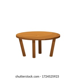 wooden round table with legs vector illustration