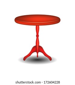 Wooden round table in red design