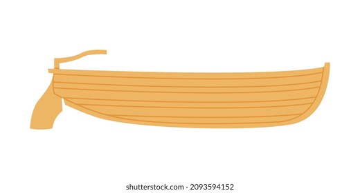 Wooden Rowboat as Watercraft or Swimming Water Vessel Vector Illustration