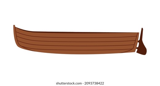 Wooden Rowboat as Watercraft or Swimming Water Vessel Vector Illustration