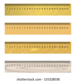 Set of wooden rulers 10 20 and 30 centimeters Vector Image