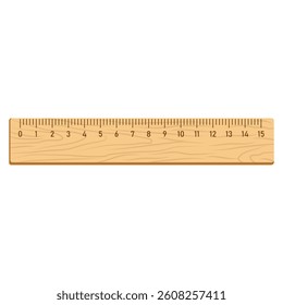 Wooden Ruler with Centimeter Markings Vector Illustration Image