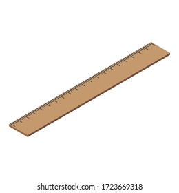 Wooden ruler icon. Isometric of wooden ruler vector icon for web design isolated on white background