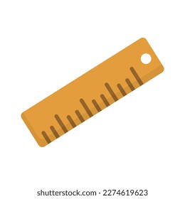 Wooden ruler icon. Stationery. Vector.