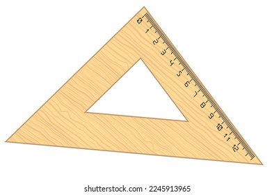 wooden ruler triangle Vector illustration