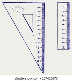 Wooden rulers. Doodle style