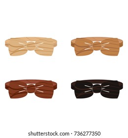Wooden rustic butterfly bow tie set - vector